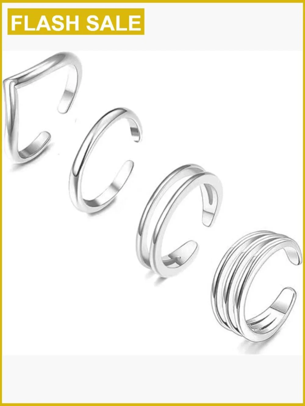 Adjustable Open Toe Rings Set - 14K Gold Plated Stacking Rings for Women Beach